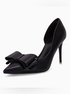 Coutgo Pointed Toe Stiletto Heel Pump Dressy Shoes with Bow
